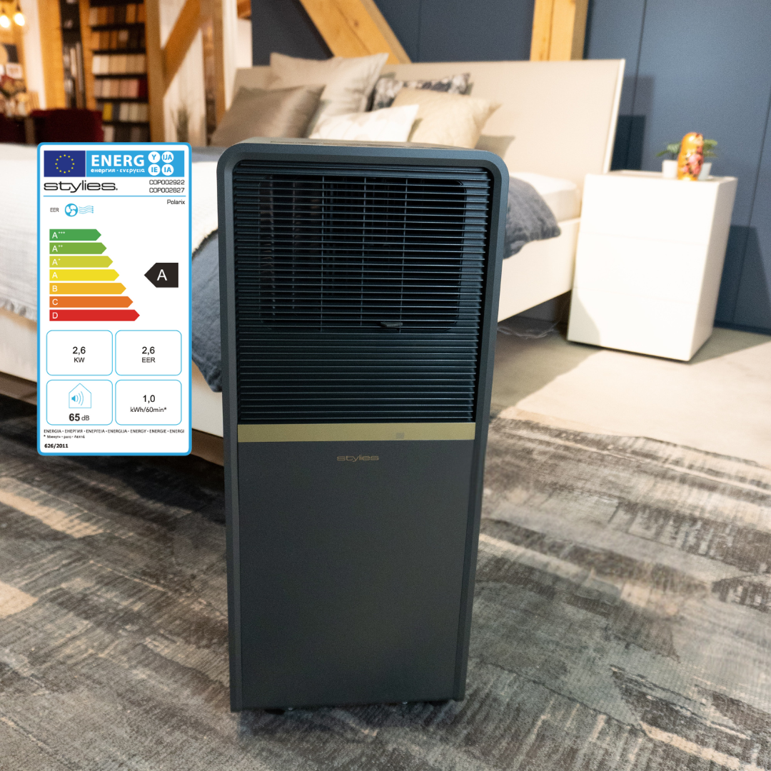Polarix Polarix Klimagerät 9000 BTU – Schweizer Design, Energieeffiziente Kühlung in Anthrazit & Gold