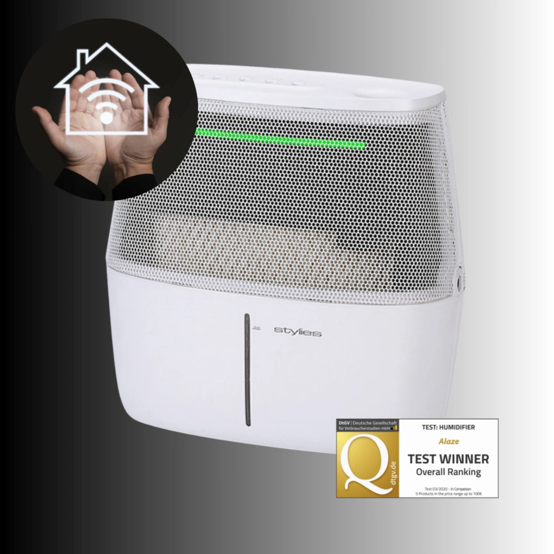 Alaze Pro Luftbefeuchter Verdunster - Technologie Testsieger DtGV - Stylies - Store.de