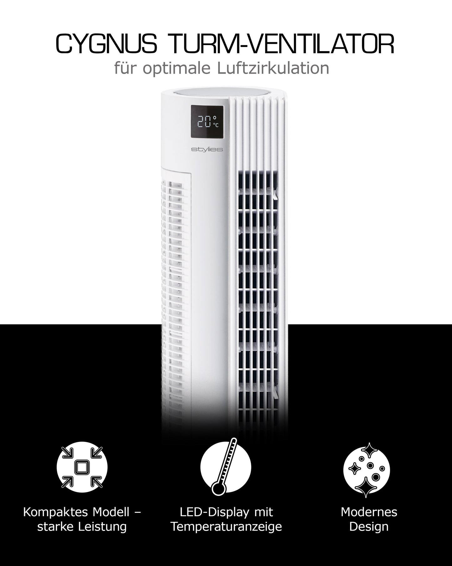 Ventilateur colonne Cygnus – Élégant, Silencieux & Puissant
