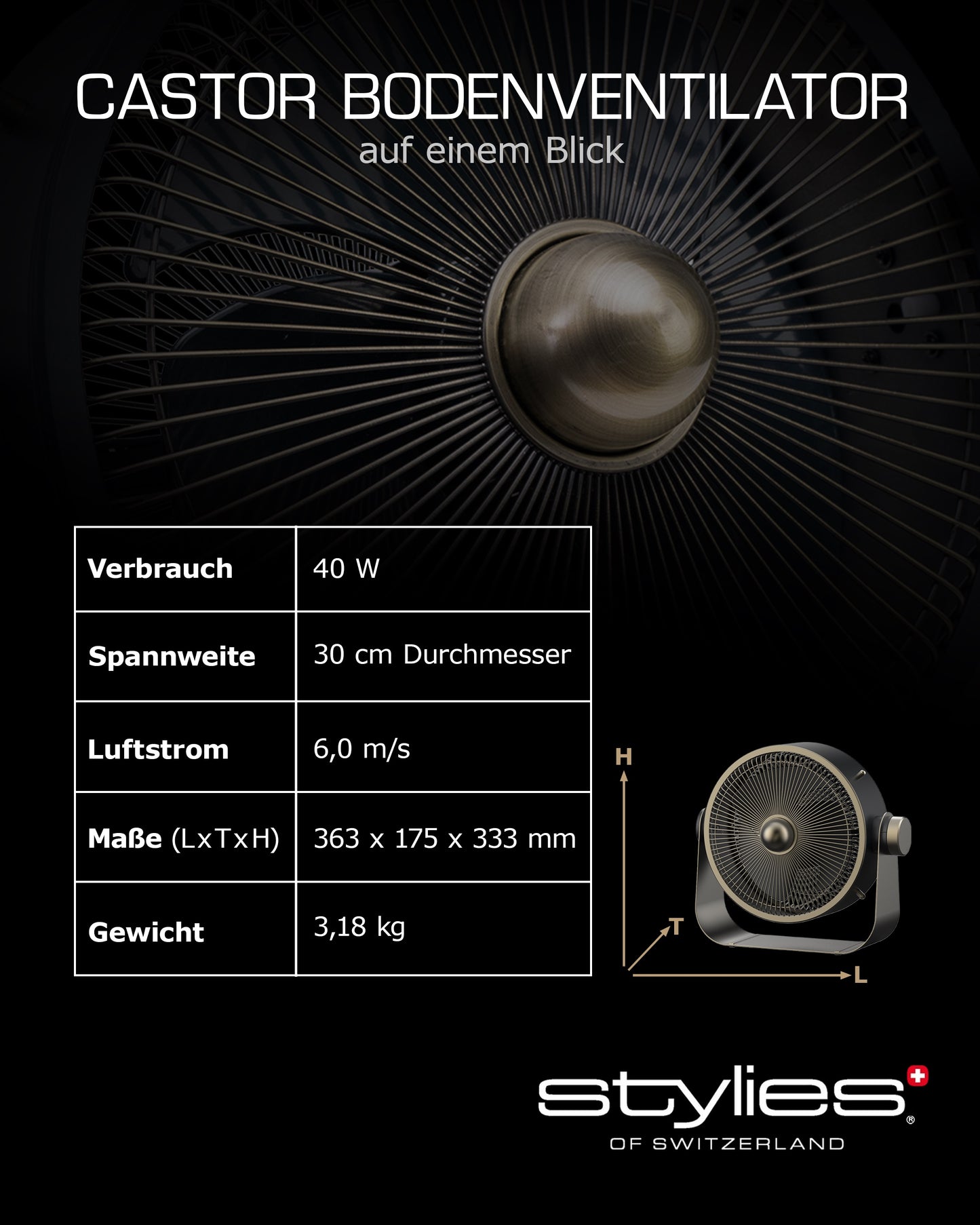 Castor Metall-Bodenventilator - Testsieger