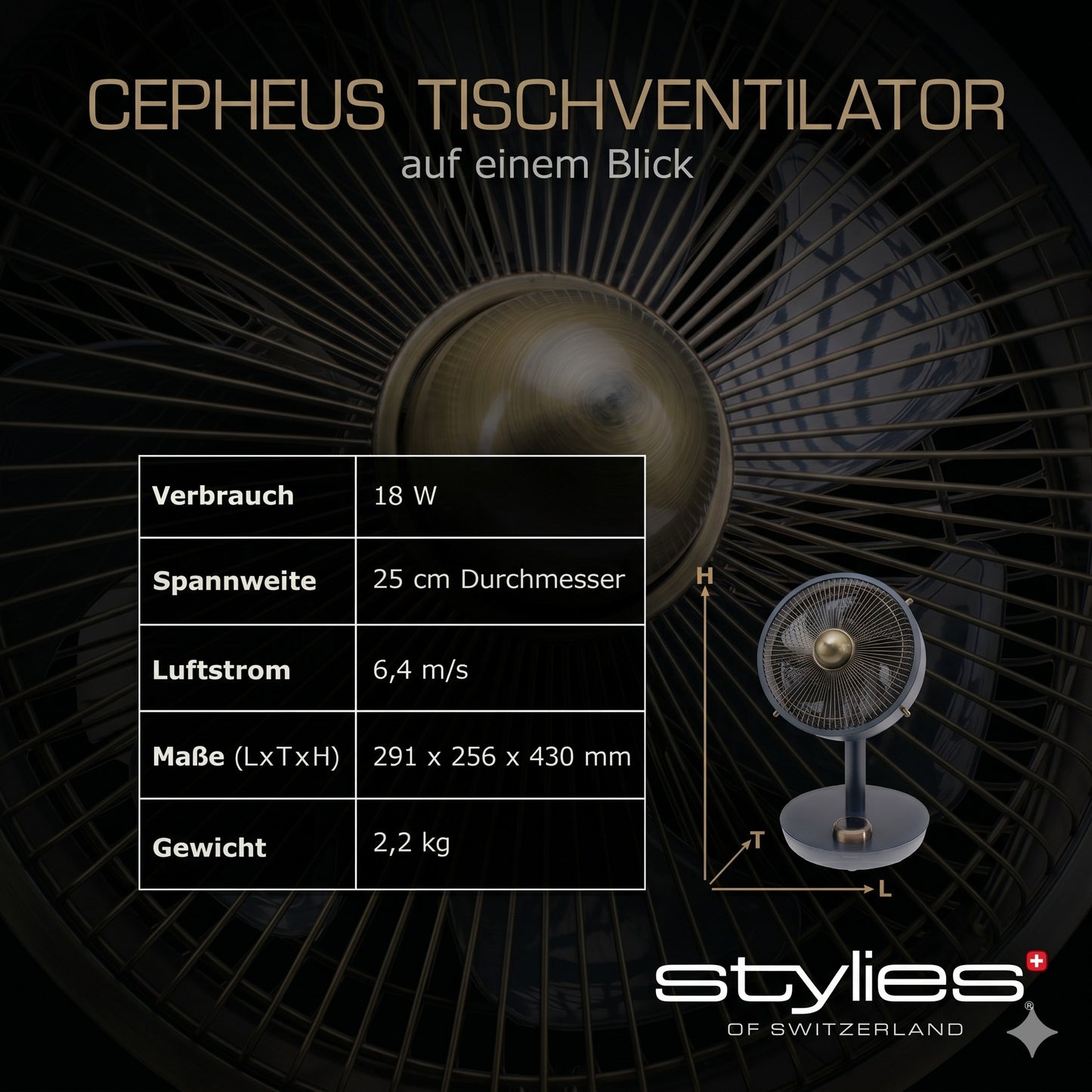 Cepheus Metall-Tischventilator - Testsieger