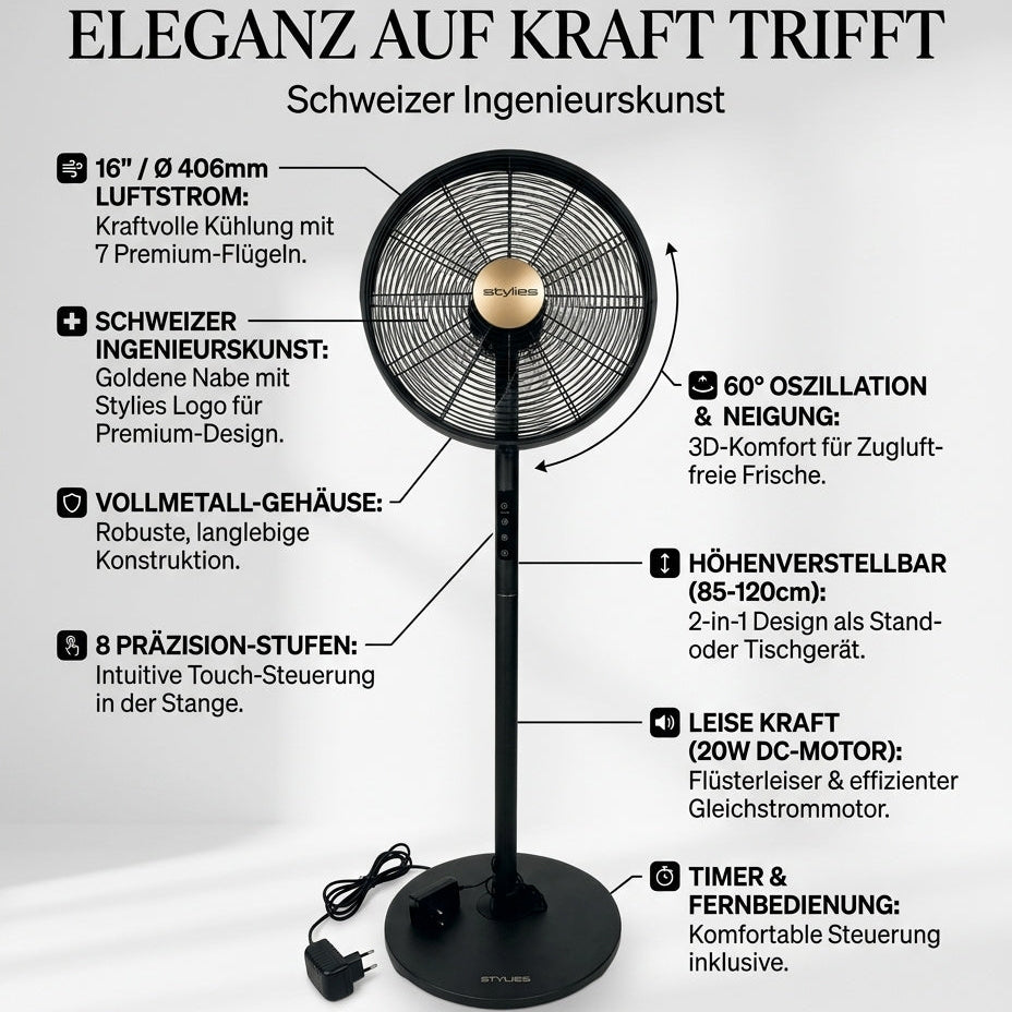 Titania Metall-Standventilator mit Fernbedienung