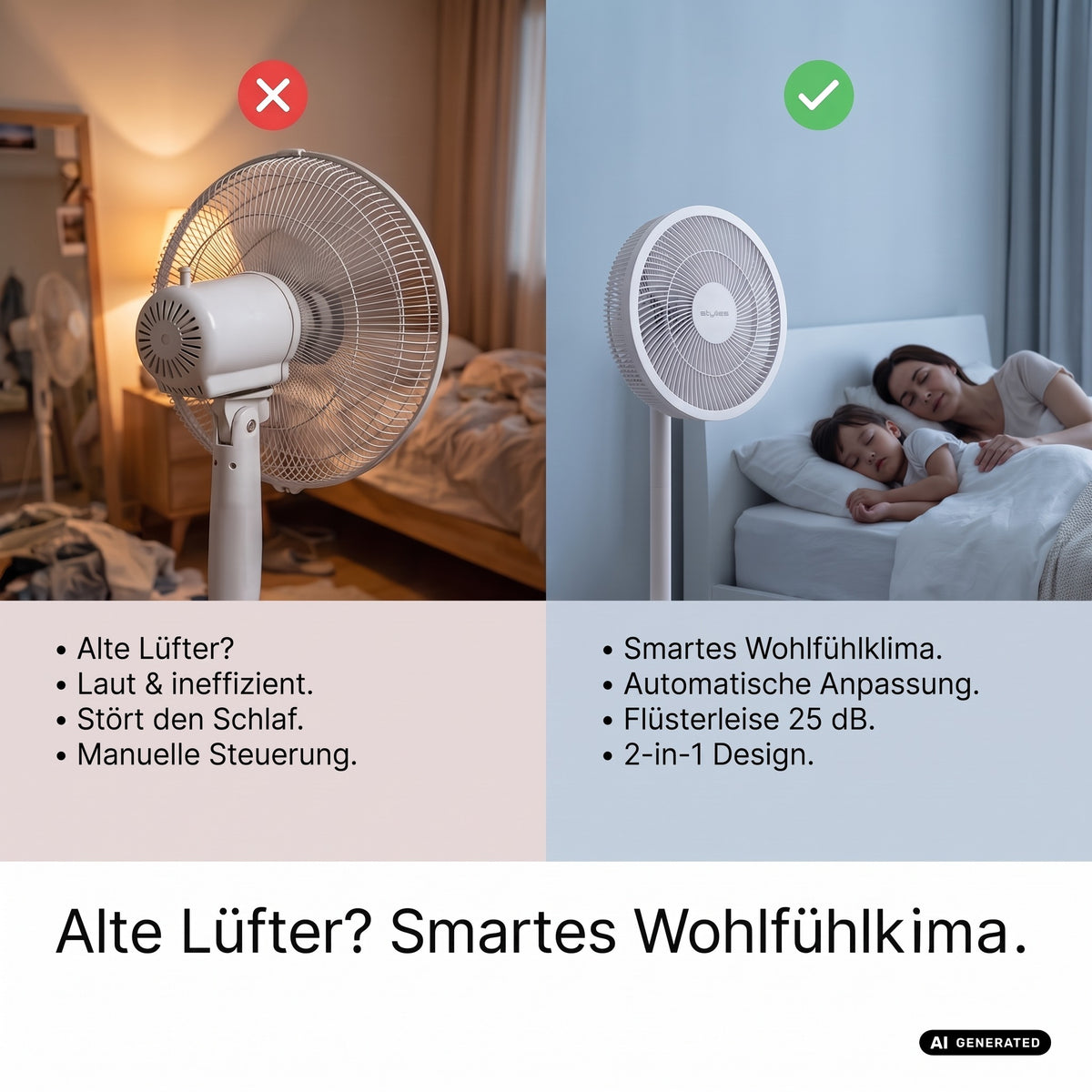 Antila 2-in-1 Stand- & Tischventilator mit Fernbedienung
