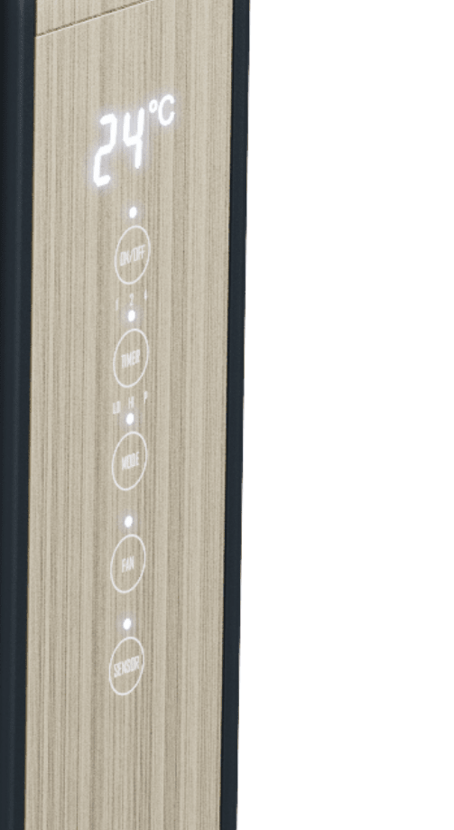 Rückansicht der Stylies Perseus 2000W Konvektorheizung mit Drahtheizelement